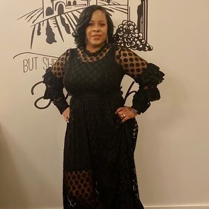 Sheer Black Maxi Polka Dot Maxi Dress